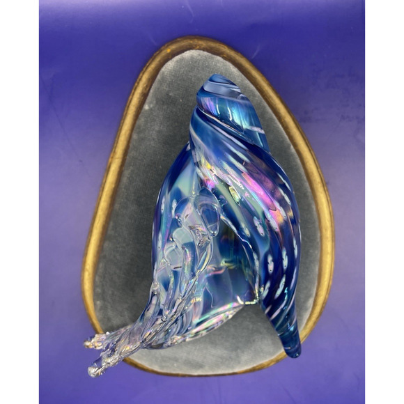 Iridescent Kevin Fulton Studio Art Glass Sea Shell Ocean Blue color-Signed - Picture 6 of 15